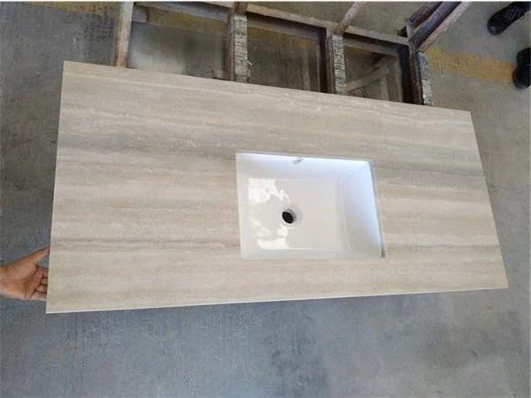 silver travertine polished