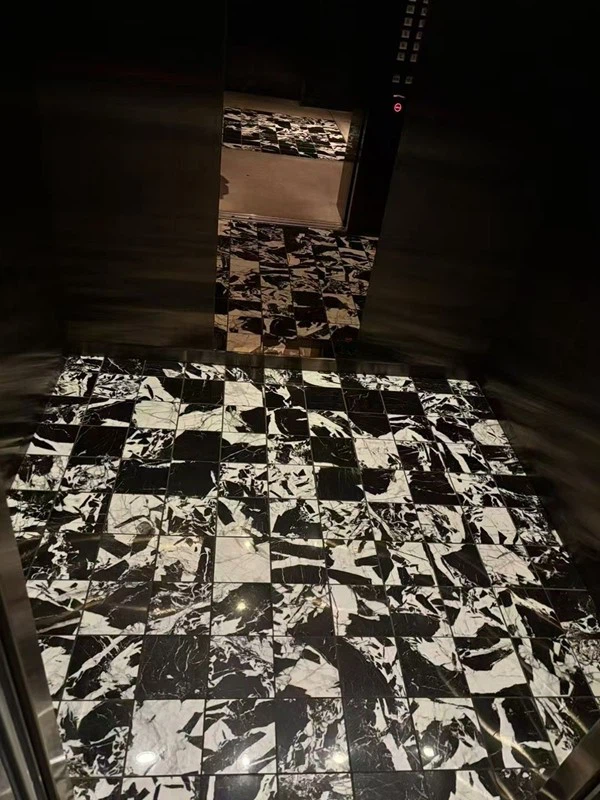 Black and White Marble bathroom Floor Tile