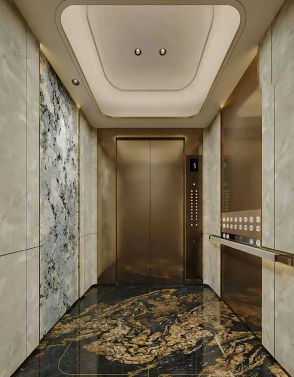 Black With Gold Veins Granite Floor Tiles