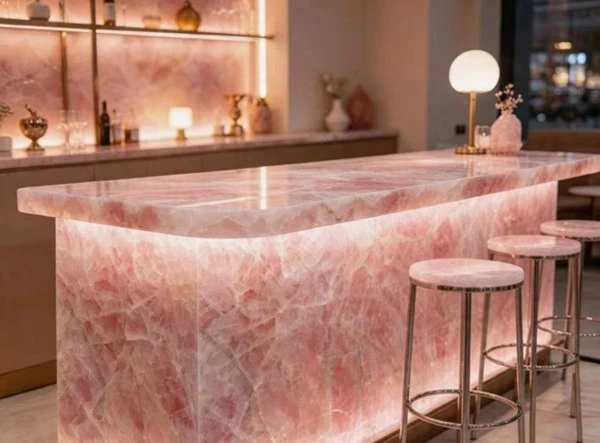 Cristallo Rosa Quartzite Bar Counter