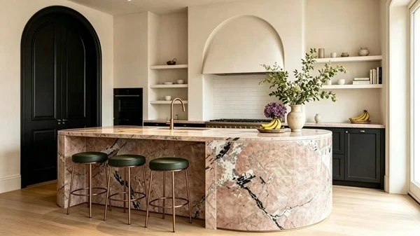 Pink White Granite Bar Counter